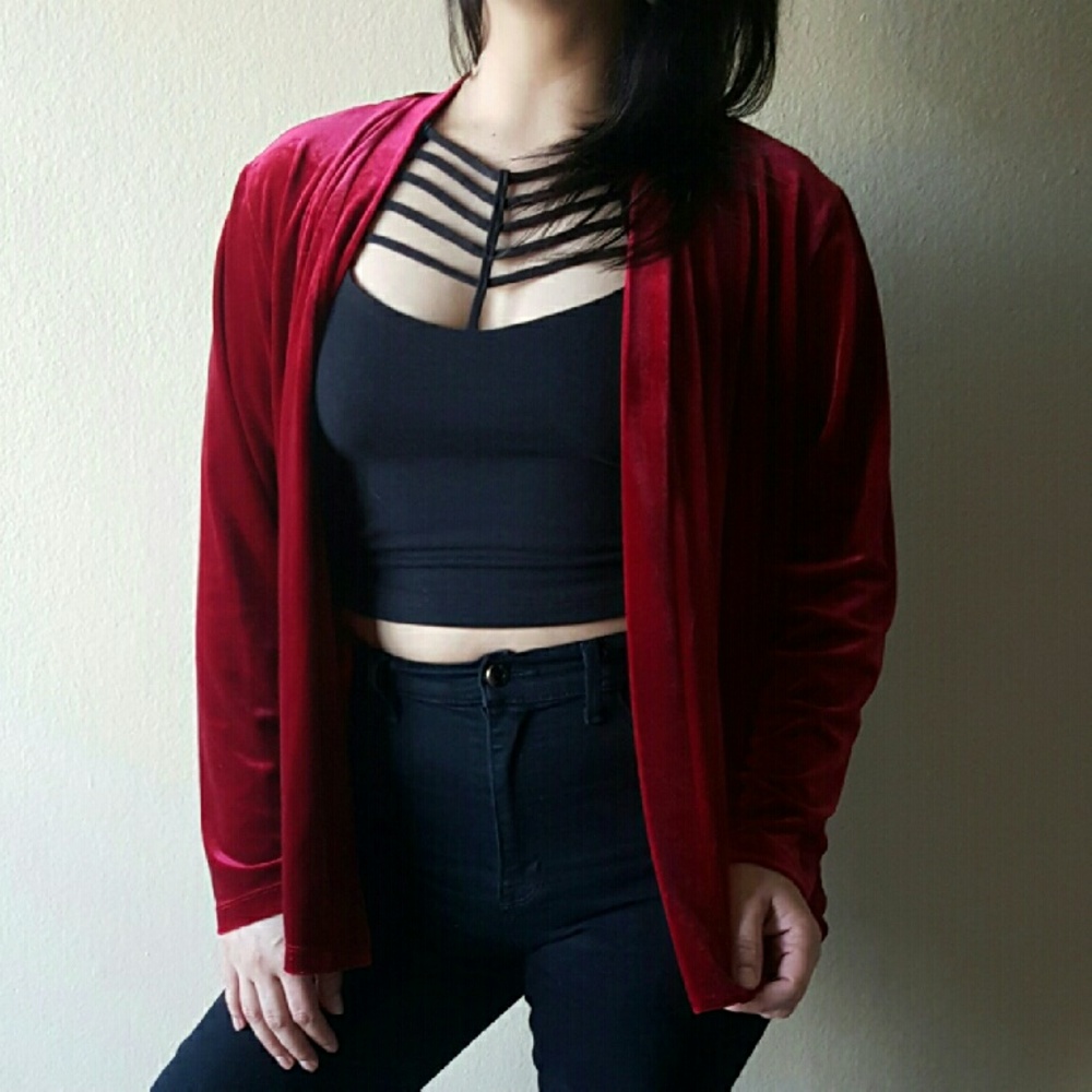 Blood Red Velvet Kimono | Duster